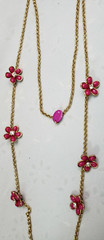 Juicy Couture 34″ Pink Flower Daisy Gold Tone Edges Stamped Tag Barbiecore