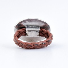 Vintage Sterling Silver 925 Alexander Severus Coin Ring with Braided Leather Ban