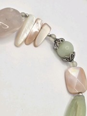 Vintage Barse Sterling 24 Inch And Gemstone Beaded Necklace Rose Quarts MOP Gem
