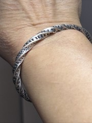 55. Vintage 925 Sterling Trinidad Cone end Twist Cuff bracelet 30.4g. 6 3/4′