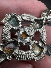 VTG Celtic Scottish Cross Pendant Necklace Multicolor Glass Stones 22″ inch