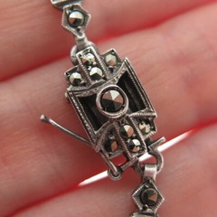 935 Silver Vintage Germany Real Marcasite Chain Necklace 16″ (broken lock)