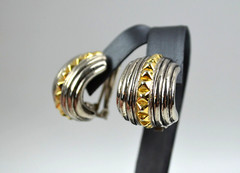 Vintage Silver Tone Gold Tone Clip On Half Moon Shaped 1″