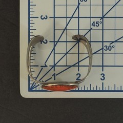 Celebrity NY Cuff Bracelet Orange Cabochon Silver Tone Round Medallion Vintage