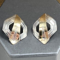 VINTAGE DeMARCAY STERLING SILVER 14K gold PIERCED POST MODERNIST EARRINGS