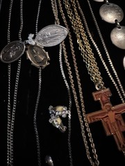 Vintage To Now Estate Costume Jewelry Lot Catholic Religious Crosses Saints Etc