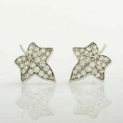 Lovely Leaf Stud Women’s Earrings 2.3 Ct Simulated Diamond 14K White Gold Over