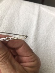 1920’S EARLY BELAIS 10K WHITE GOLD FILIGREE BROOCH WITH CITRINE GEMSTONE/2.25″