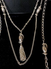 VTG CELEBRITY NY SILVER TONE CONVERTIBLE DIFFERENT LOOKS TASSEL NECKLACE CHIC