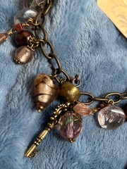Vintage Grandmother’s Buttons glass metal multi charm bracelet new w tags