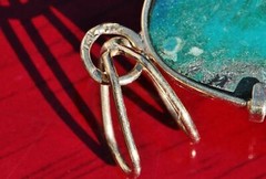 14k yellow gold pendant 38.7ct turquoise solitaire 1920’s antique 10.5gr N2606D