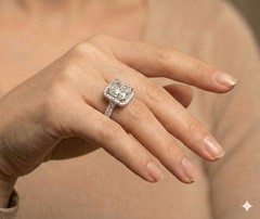 14k White Gold Engagement Ring 6.30ct Lab Grown Diamond Radiant Shape H-VS1