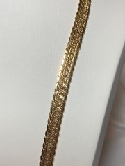 24″ flat texture link vintage gold tone necklace fold over clasp
