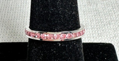 Sterling Silver Eternity Ring with Channel-Set Pink CZs – Size 8