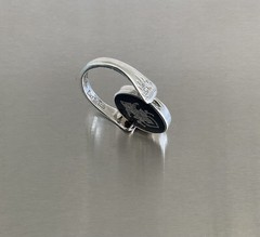Vintage Siam Niello Ring Double Side Flip Reverse Black/Yellow 925 Silver Size 5