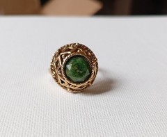 Vintage Adjustable Gold Tone 10kgf Ring Good Vintage Condition Green Stone