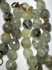 Necklace Green Prehnite Gold Vermeil Clasp Spacer Beads 24” 10mm Faceted Beads