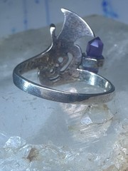 Vintage Trumpet ring amethyst horn musical instrument sterling silver size 7.5