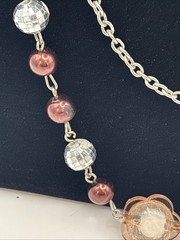 Vintage Multi strand Beaded Statement Necklace Acrylic Butterfly Accent READ