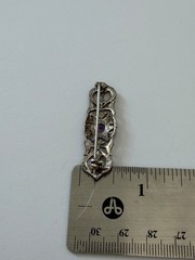 Vintage Sterling Silver 925 Amethyst & Marcasite Bar Brooch **See Notes**