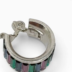 Vintage Yves Saint Laurent Crystal Hoop Clip Earrings France 1980s