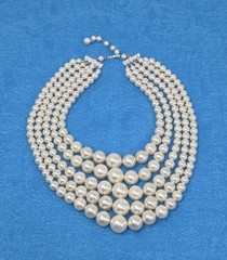 Vintage 5 Strand Graduated Faux Pearl Necklace 14 – 17 Inches Japan Ivory