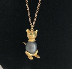 EDLEE CAT CHAIN GREEN EYES AND BLACK / GREY BELLY