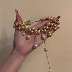 Vintage court style Baroque pearl tassel choker necklace