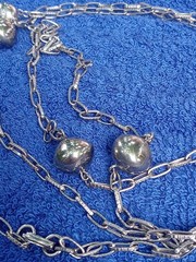 MCM Silver Tone Necklace 52″ Long Mid Century Modern