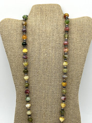 Vintage Boho Faux Stone Beaded Necklace Multicolor Plastic Beads
