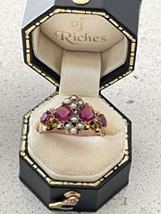 Victorian 9ct Gold Almandine Garnet and Pearl Cluster Ring