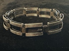 Vintage 800 Silver Link Line Embossed Bracelet 7 and 3/8” Long 15.48 Grams