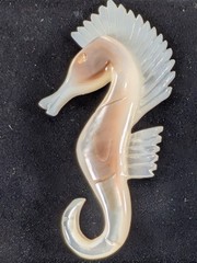 Vintage 1970s Mother Of Pearl Seahorse Brooch, Exc. Cond.