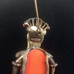 Vintage Selro Selini African King Warrior Figural Man Rhinestone Brooch Pin RARE