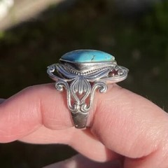 JTV Blue Composite Turquoise Rhodium Over Silver Ring .18ctw Size 10