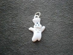 Pillsbury Doughboy Vintage White Enamel Metal Bracelet Charm Pendant 3.1g