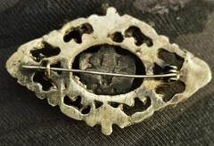 Medici Crest Cast Brass Brooch Antique “C” Clasp Possibly Only One In Existence