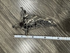 VINTAGE STERLING SILVER PORANS GARNET BROOCH V