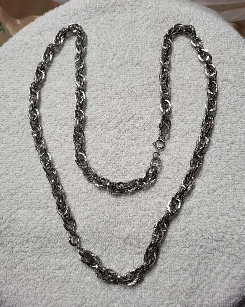 Vtg Signed Park Lane Silver tone Chain Necklace 32in”