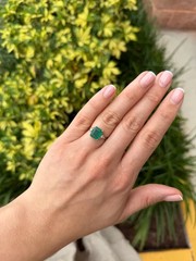 3.90 Ct Natural Emerald Art Deco Vintage Engagement Ring 925 Sterling Silver