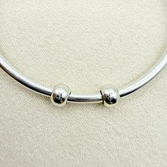 Vintage Sterling Silver Ball Stopper Slide On Bead Charms 2 Total for Bracelet