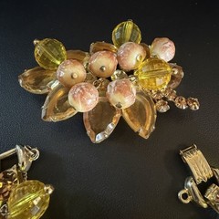 Vtg Juliana D&E Dangle Bead Rhinestone Topaz 5 Link Bracelet & Earring Set