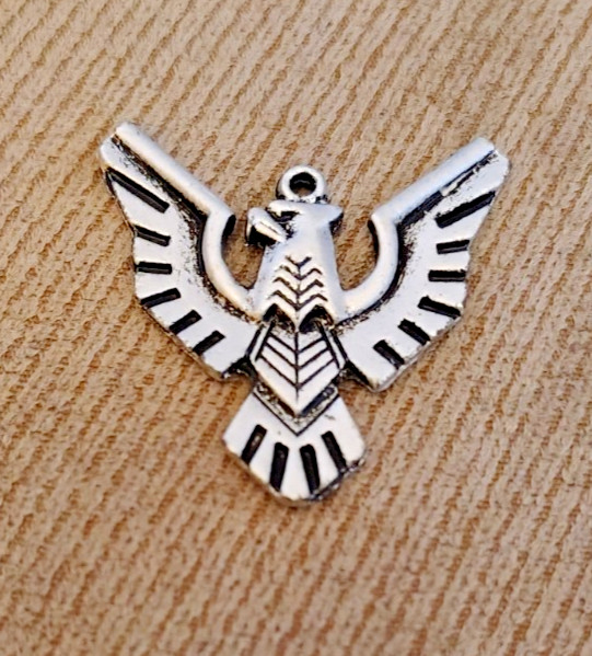VINTAGE SILVER THUNDERBIRD ? EAGLE ? PENDANT PLATED? PEWTER? 60s ESTATE 1.5″
