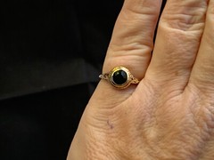 Vtg 14K Yellow Gold Ring 2.9g Fine Jewelry Size 6.25 Band Emerald Color Stone