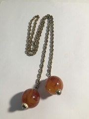 Vintage 1960s Silver Tone Resin Ball Tie Rope Chain Necklace 24” 24mm Balls
