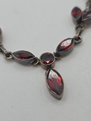 Vintage Sterling Silver 925 Garnet Collar Necklace 16″ 9.5g