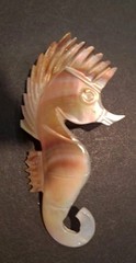 Vintage Carved Mother Of Pearl Seahorse Brooch Pin Vtg MOP Sea Life Brooch Pin