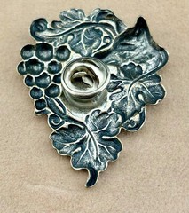 Vintage Repousse Fox In The Grapevine 2″ Silver-Plated Brooch