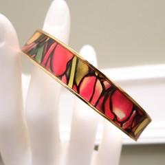 Metropolitan Museum of Art bracelet Favrile Tulip enamel gold plated signed MMA
