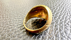VTG KARATCLAD 18K DOME BOMBE STAR SET CZ ENGINE TURNED TEXTURE RING SIZE 5.25